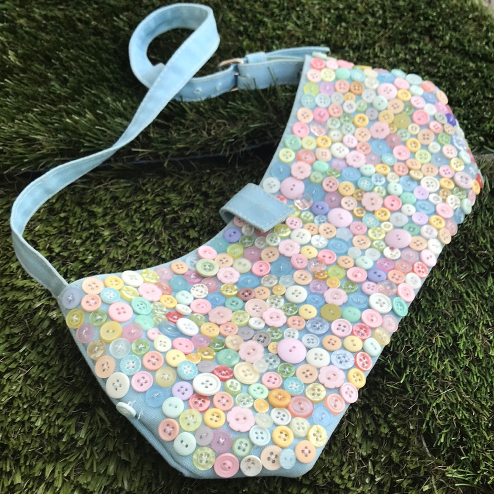 cute kawaii baby blue jean 90s purse bag fruits